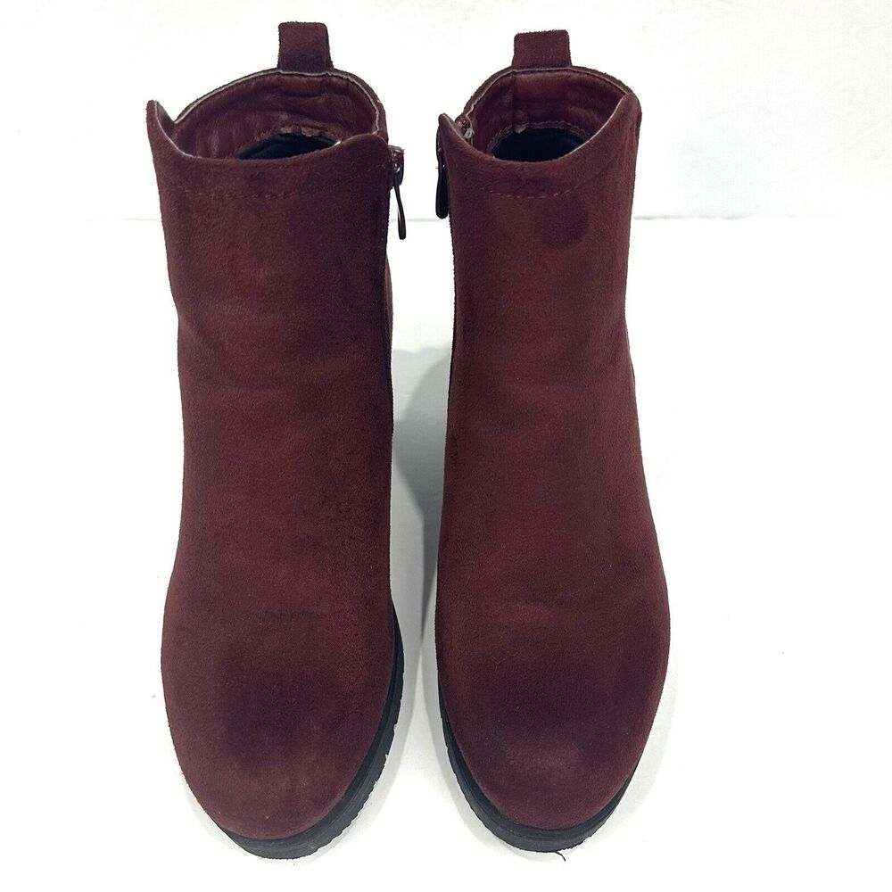 DREAM PAIRS Zoey-1 Womens Burgundy Chunky Heel Ankle Booties Shoes Sz 8.5 - Picture 4 of 14